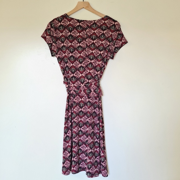 SALE Axcess patterned faux wrap pink black dress - Picture 4 of 6